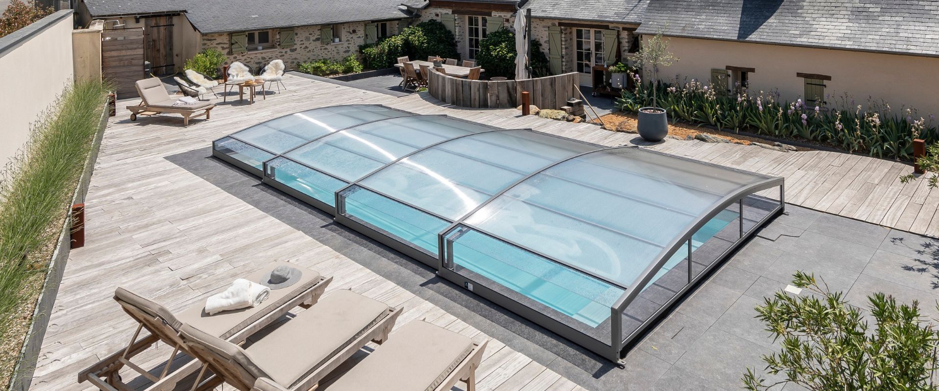 abri piscine sans rail au sol aladdin